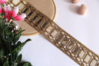 Gold Mirror Lace Trim: Rectangular Embellishment, 5.5cm Wide