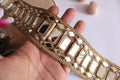Gold Mirror Lace Trim: Rectangular Embellishment, 5.5cm Wide