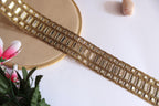 Gold Mirror Lace Trim: Rectangular Embellishment, 4.5cm Wide