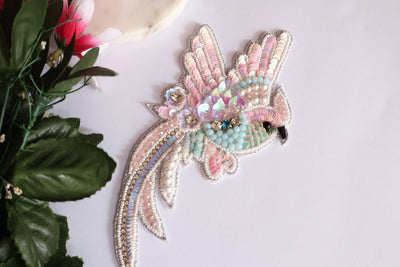 Baby Pink Sew on Bird Applique Patch - 1 Pc