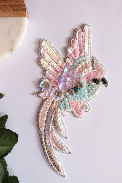 Baby Pink Sew on Bird Applique Patch - 1 Pc