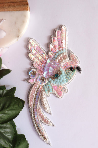 Baby Pink Sew on Bird Applique Patch - 1 Pc