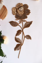 Gold Embroidered Rose Patch: Beaded Zardozi Applique