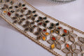 Golden Zari Trim Lace: Symmetrical Mirrors, Indian Sari Border