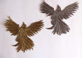 Hand Zardozi Flying Bird Applique: Gold & Grey Embroidered Patch