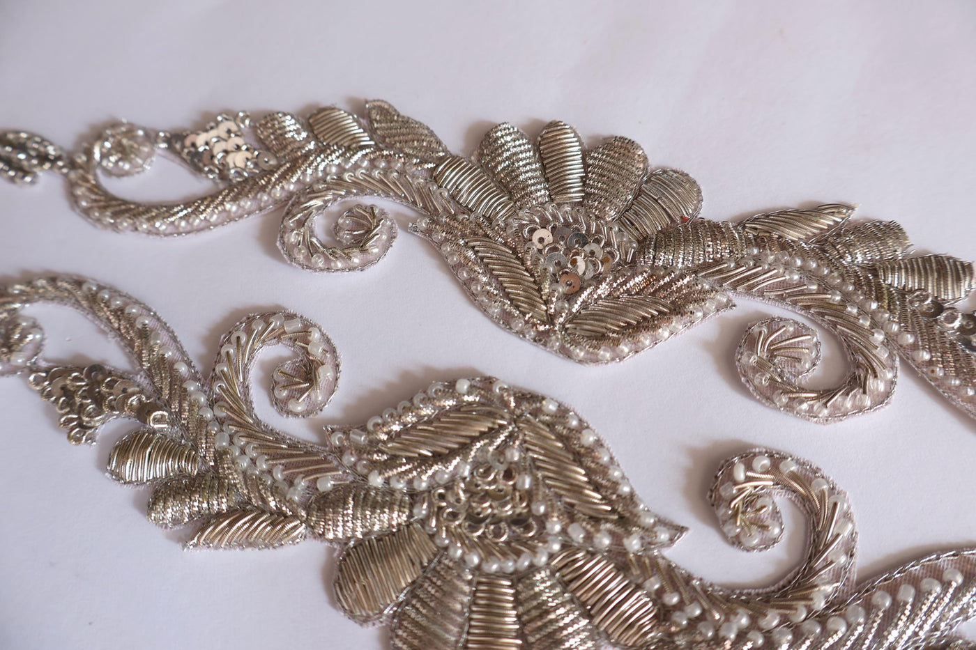 Antique Silver Sleeves Applique Patch Set - 1 Pair