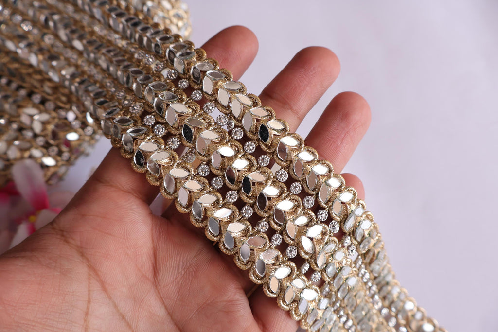 Gold Mirror Sari Border: Vintage Indian Trim, 5cm Wide