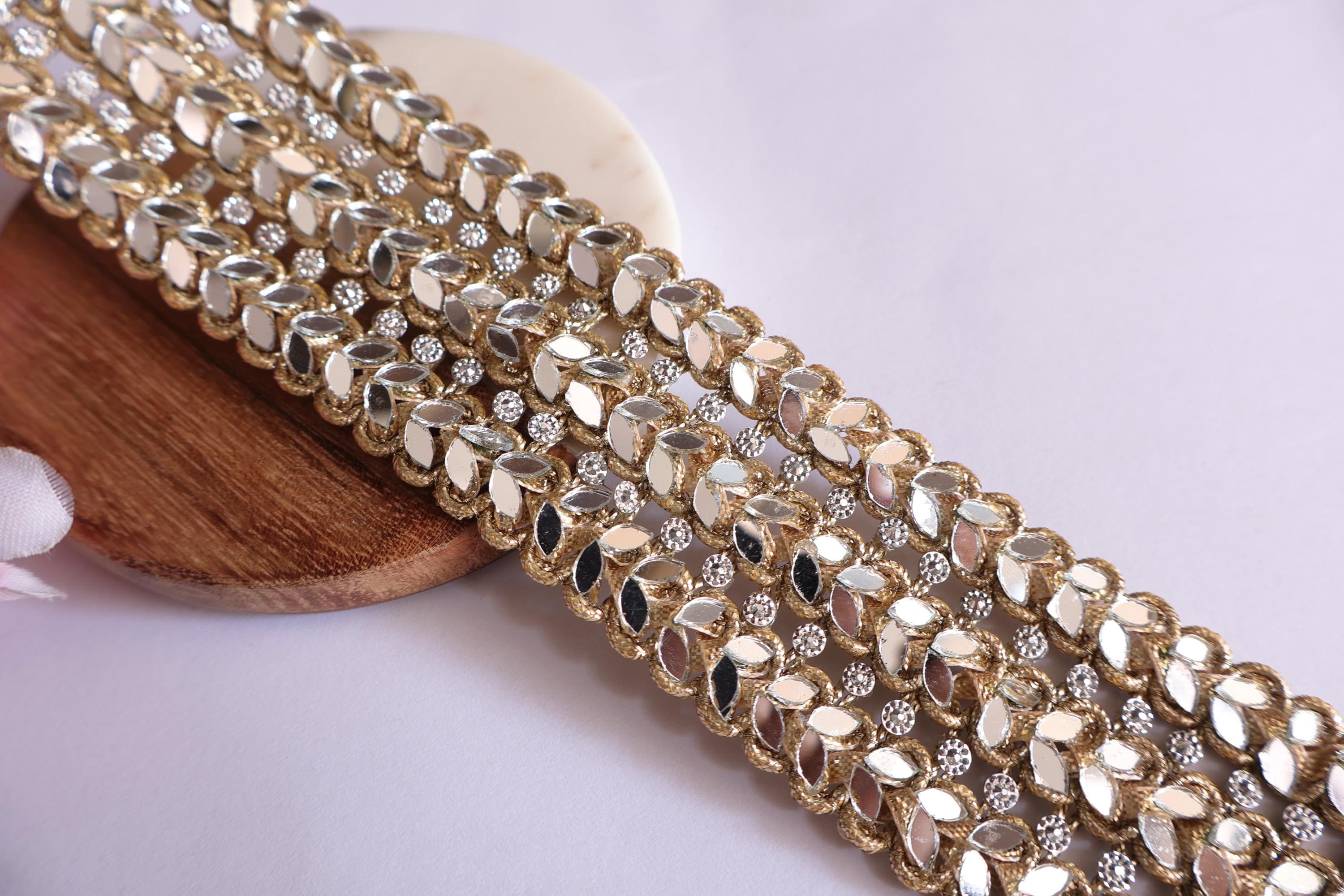 Gold Mirror Sari Border: Vintage Indian Trim, 5cm Wide