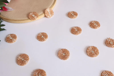 25 Metallic Gold Glass Bead Applique Patches: Sew-On Zircon Embellishments (2.8cm)