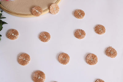 25 Metallic Gold Glass Bead Applique Patches: Sew-On Zircon Embellishments (2.8cm)