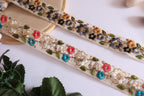 Floral Lace Trim: Colorful Threadwork Indian Ribbon, 9 Yards
