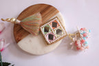 Mirror Tassels: Pastel Beaded Indian Sari Latkan Pair