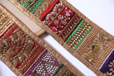 Boho Embroidered Multiple Patterns Trim Lace 9cm - 1 Yard