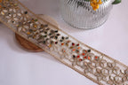 Golden Zari Trim Lace: Symmetrical Mirrors, Indian Sari Border