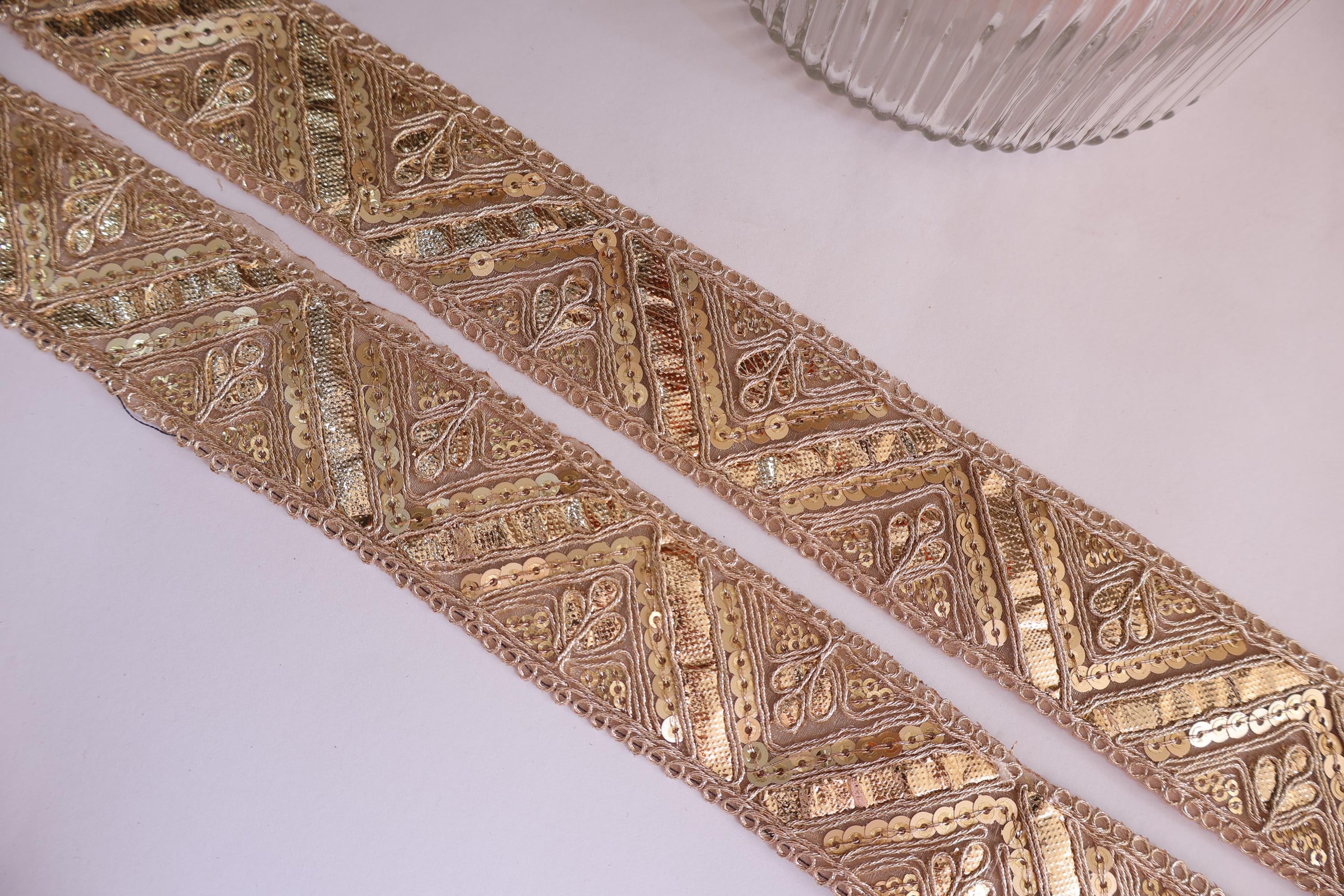 Golden Gota Patti Sequin Lace: Indian Wedding Sari Border (9 Yards)