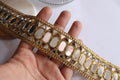 Golden Mirror Cutwork Trim: Indian Sari Border, Wedding Embellishment