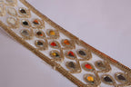 Golden Sequin Mirror Trim: Indian Sari Border, Wedding Dress Embellishment