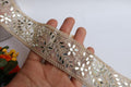 Golden Mirror Zari Border Lace: Indian Sari Trim (4.5cm Wide)