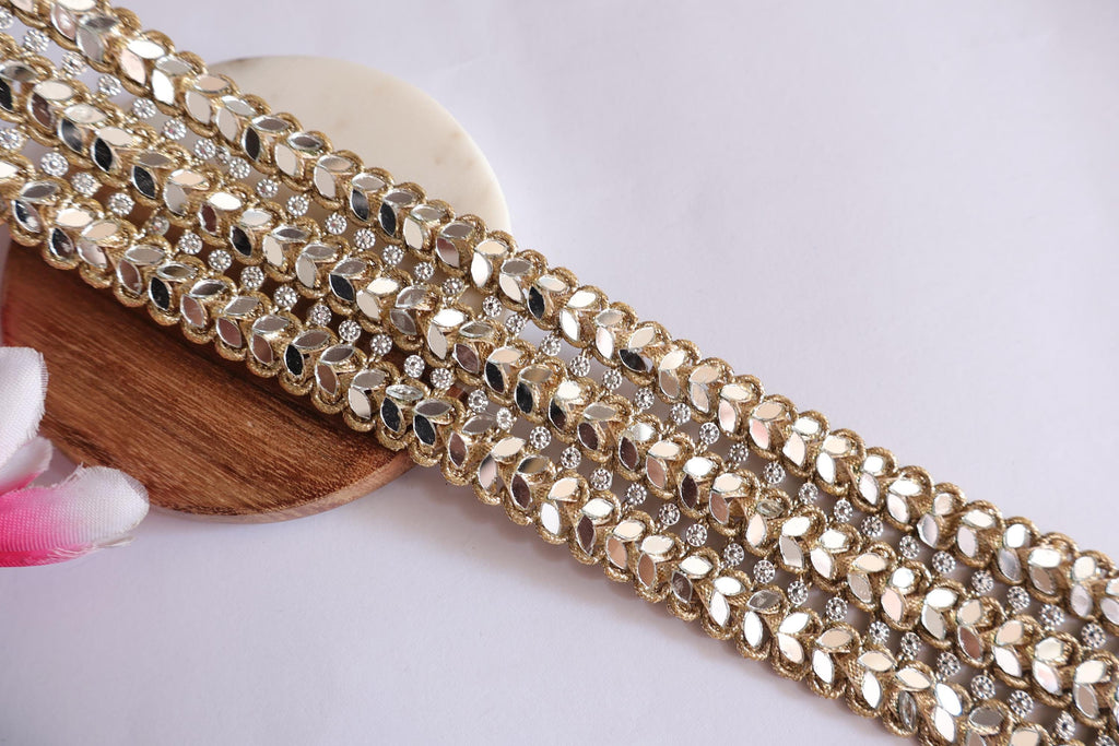 Gold Mirror Sari Border: Vintage Indian Trim, 5cm Wide