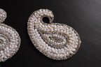 White Leaf Applique Patches: Beaded Zardozi Sew-On Embellishments (Set of 3)