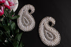 White Leaf Applique Patches: Beaded Zardozi Sew-On Embellishments (Set of 3)