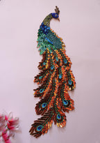 Ombre Sequins Peacock Applique: Large Zardozi Embroidered Patch