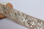 Golden Mirror Zari Border Lace: Indian Sari Trim (4.5cm Wide)
