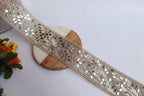 Golden Mirror Zari Border Lace: Indian Sari Trim (4.5cm Wide)