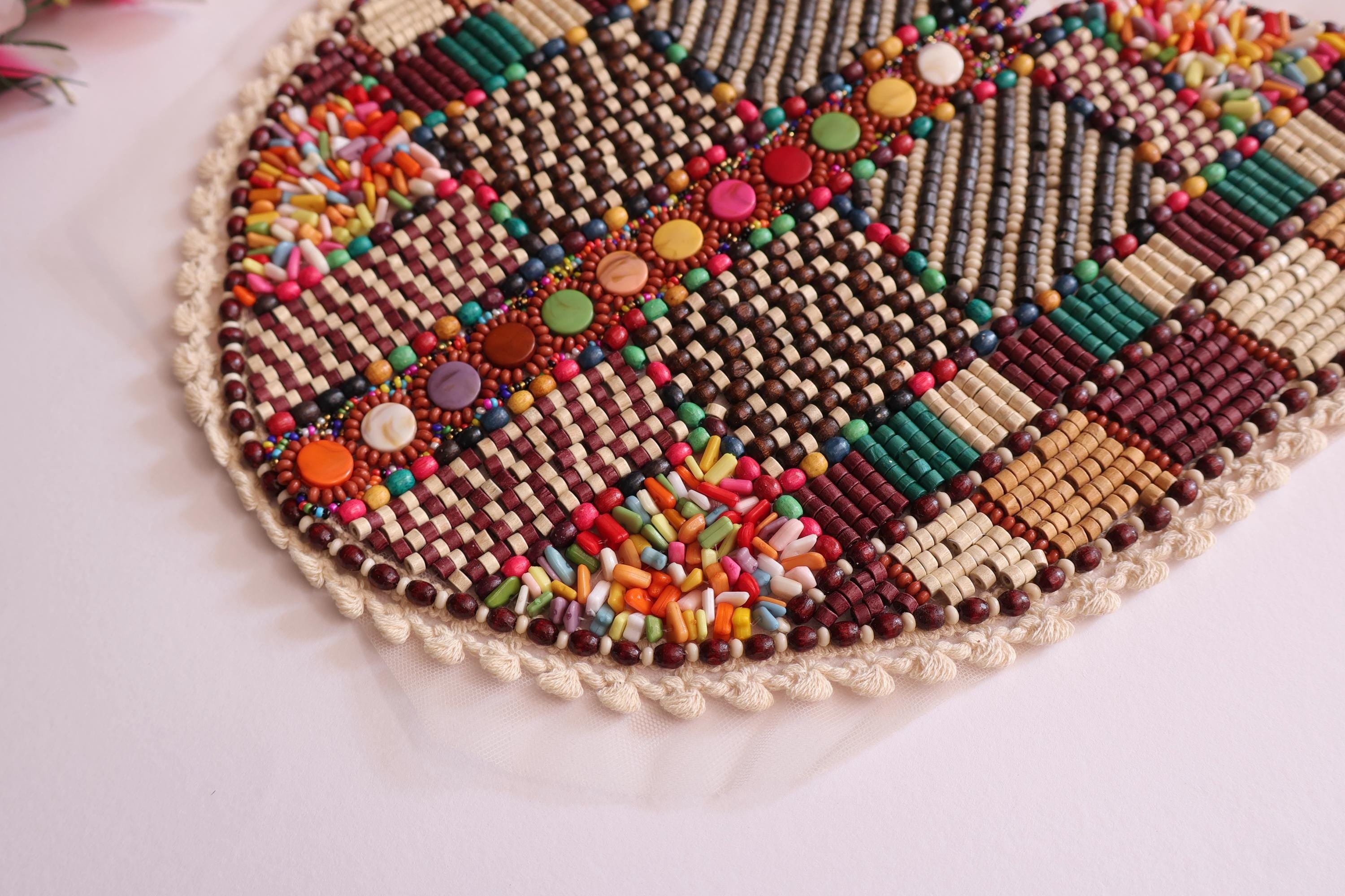 Boho Embroidered Neckline Patch: Beaded Indian Ethnic Applique