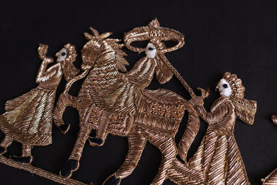 Zardozi Applique Patch: Indian Wedding Groom on Horse Sew-On