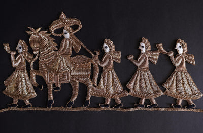 Zardozi Applique Patch: Indian Wedding Groom on Horse Sew-On