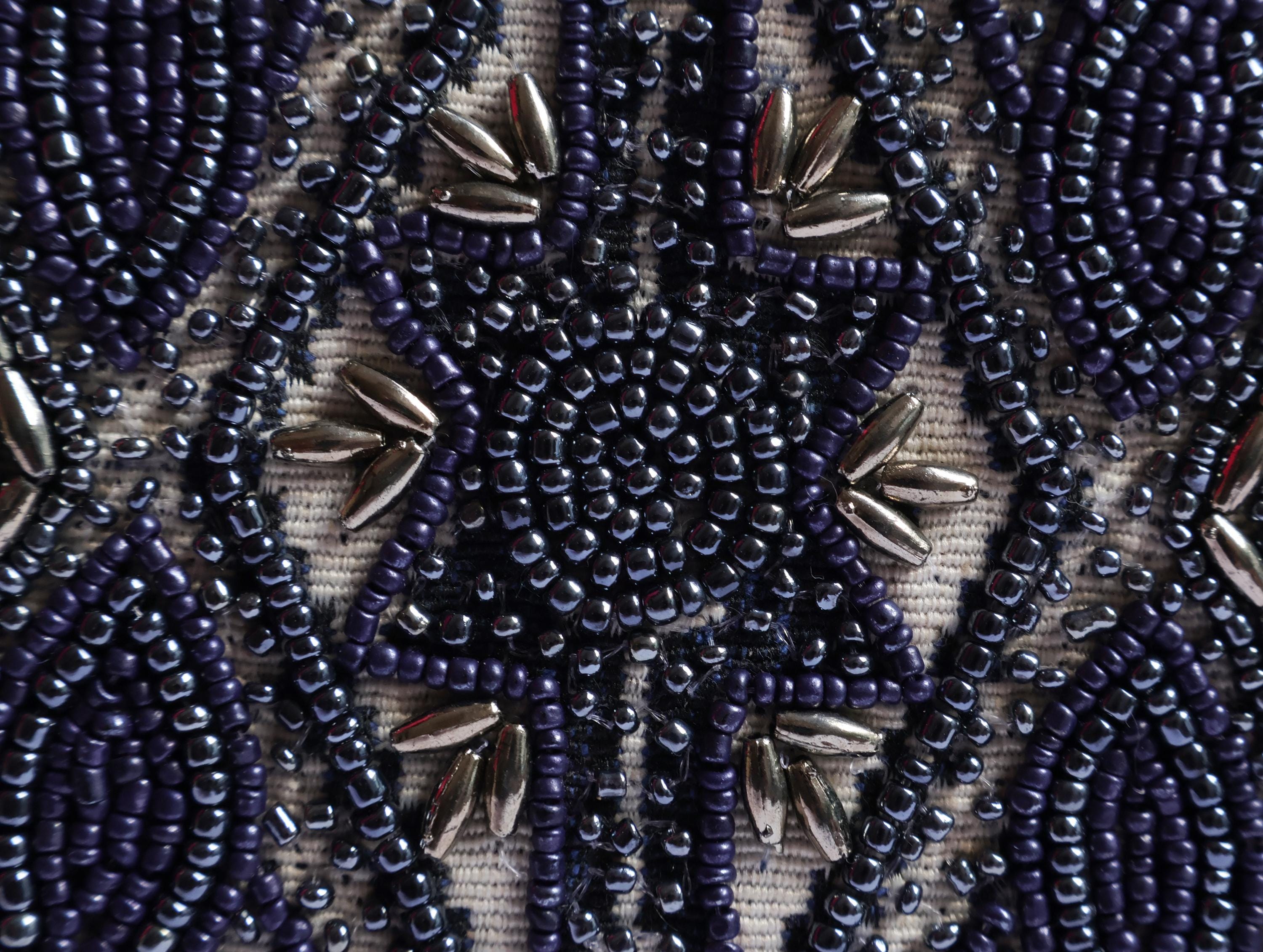 Beaded Embroidered Pouch: Handmade Indian Metallic Boho Bag