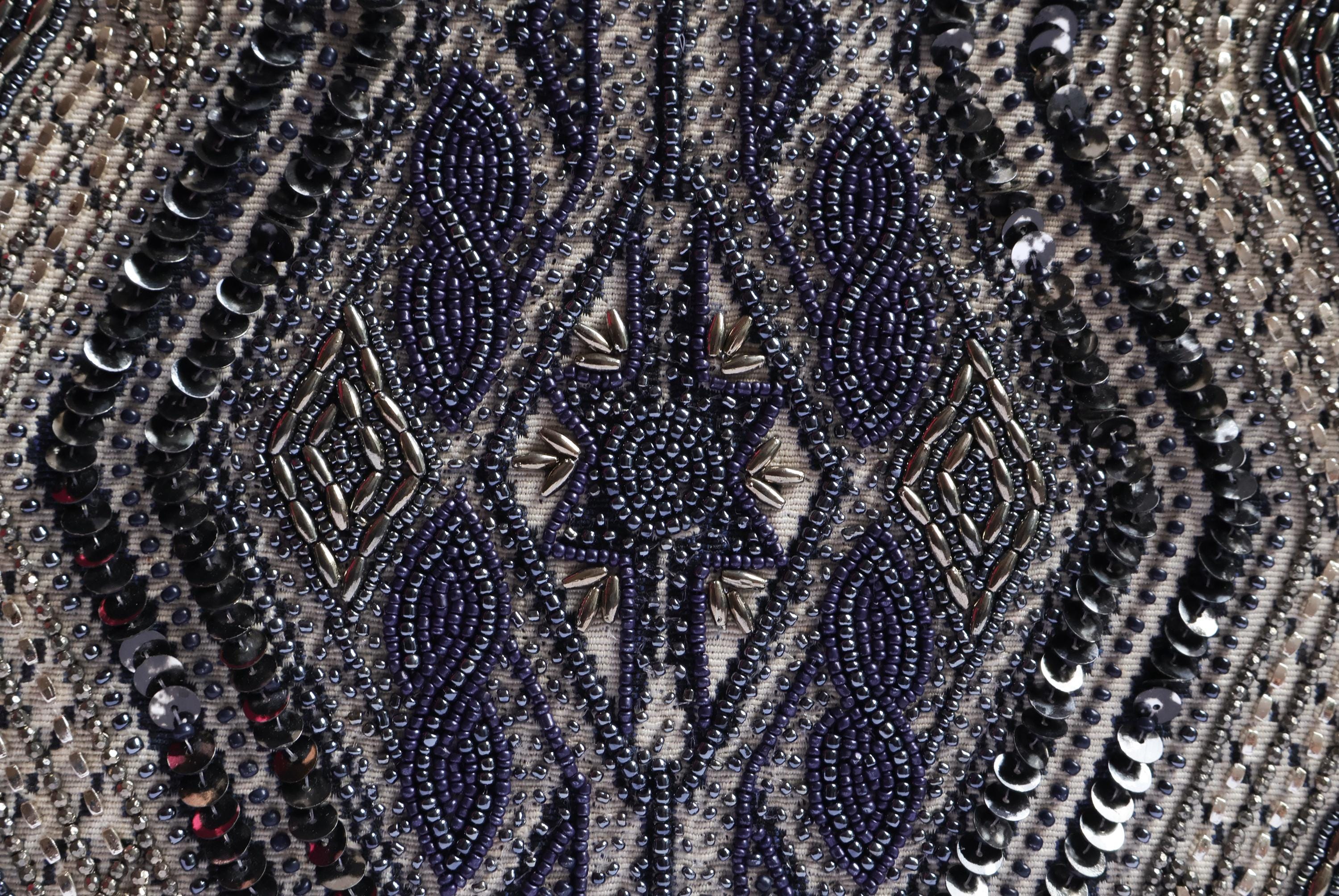 Beaded Embroidered Pouch: Handmade Indian Metallic Boho Bag