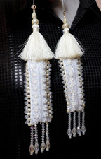 Pearl & Crystal Tassel Latkan: Indian Bridal Lehenga Dupatta Embellishment (Pair)