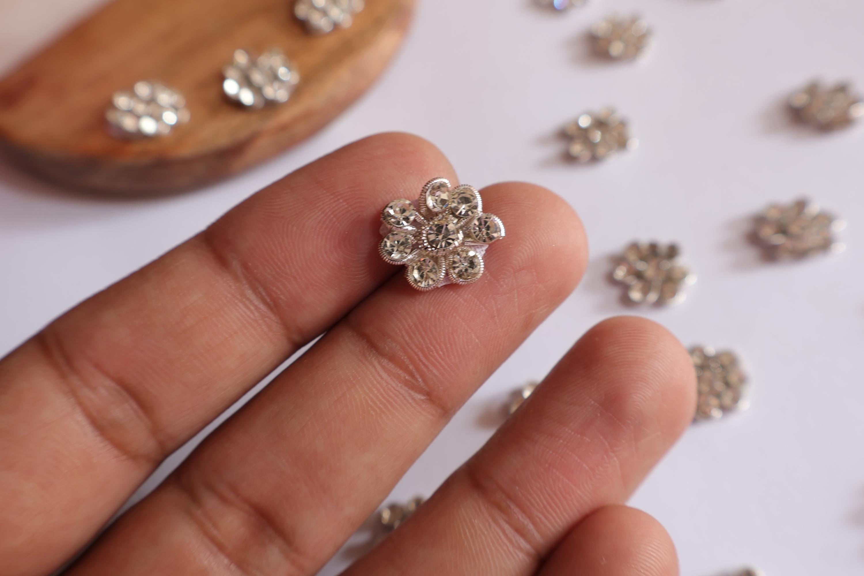 50 Silver Zircon Applique Patches: Mini Sew-On Embellishments