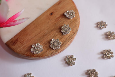 50 Silver Zircon Applique Patches: Mini Sew-On Embellishments