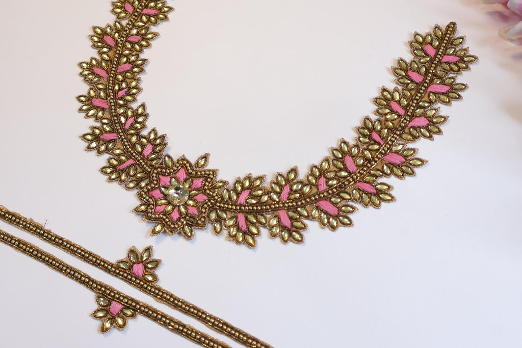 Embroidered Neckline Patch with Sleeves: Indian Stonework Applique