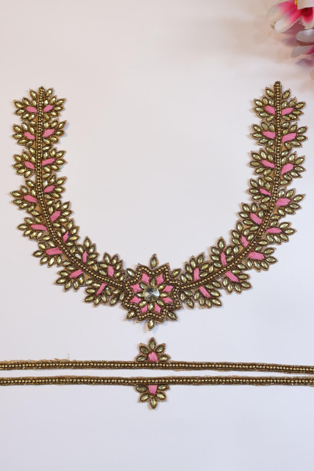 Embroidered Neckline Patch with Sleeves: Indian Stonework Applique