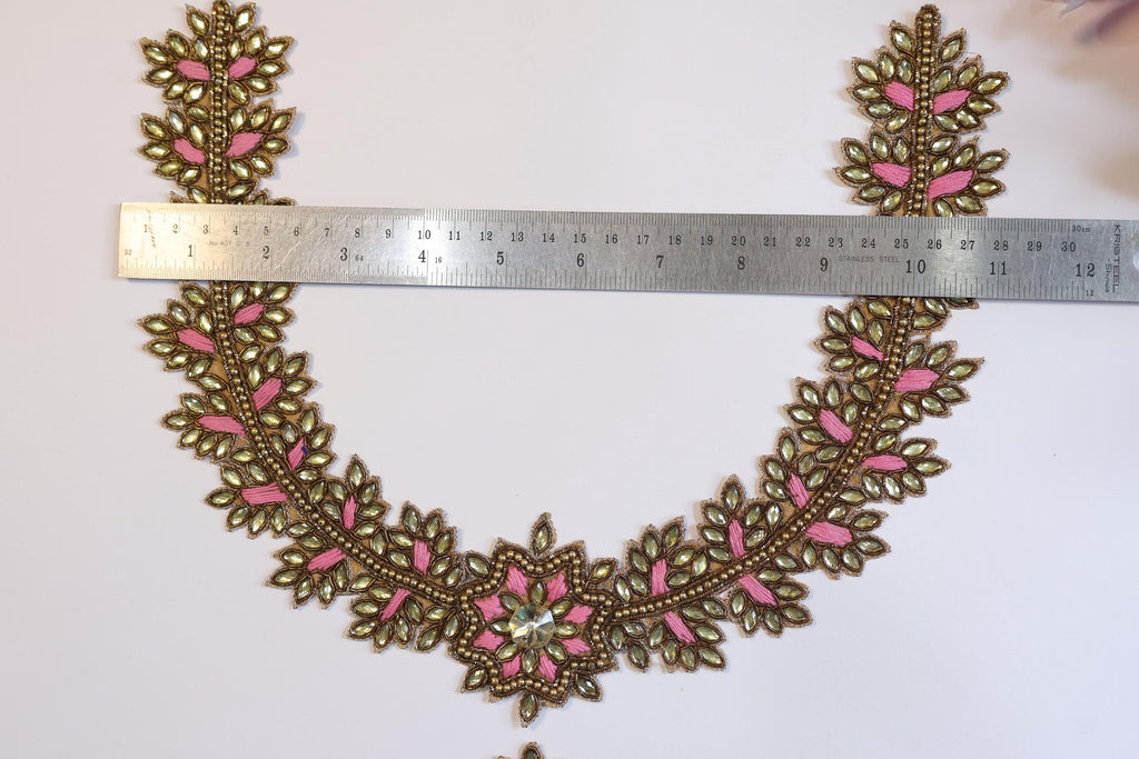 Embroidered Neckline Patch with Sleeves: Indian Stonework Applique