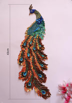 Ombre Sequins Peacock Applique: Large Zardozi Embroidered Patch