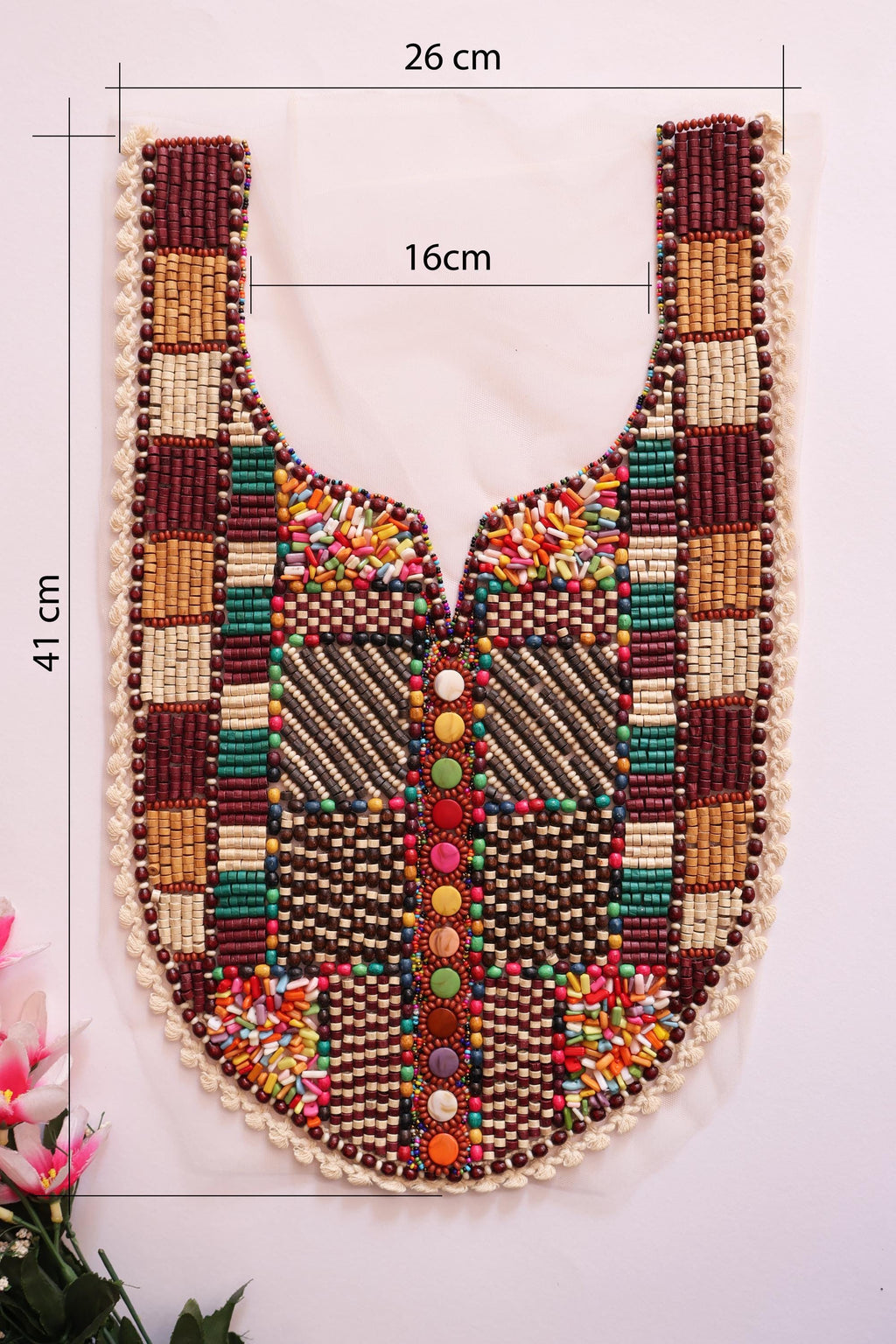Boho Embroidered Neckline Patch: Beaded Indian Ethnic Applique