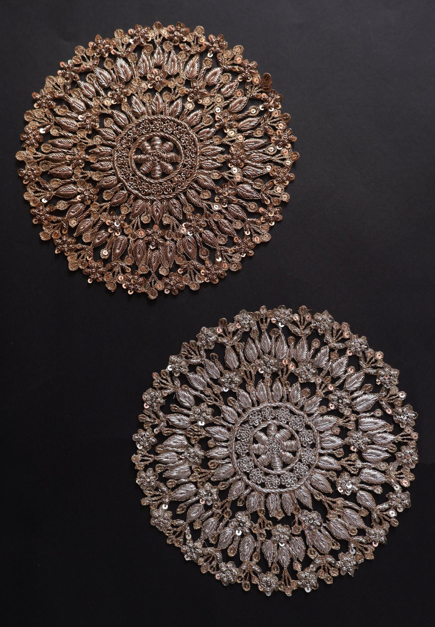 Exquisite Round Baroque Embroidered Dark Gold/ Clear Gold 8.5 inch