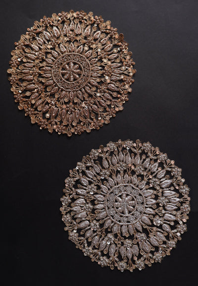 Exquisite Round Baroque Embroidered Dark Gold/ Clear Gold 8.5 inch