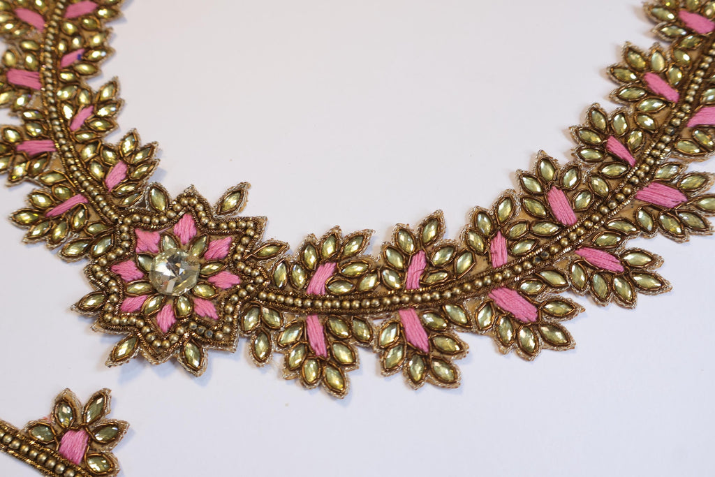 Embroidered Neckline Patch with Sleeves: Indian Stonework Applique