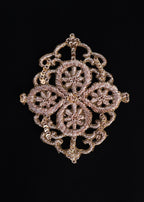 Handcrafted Zardozi Embroidered Applique Patch: Gold/Rose Gold Indian Design