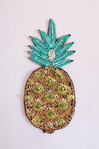 Handcrafted Pear Applique Patch: Beaded Zardozi Embroidery
