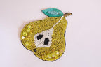 Handcrafted Pear Applique Patch: Beaded Zardozi Embroidery