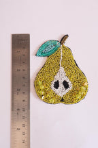 Handcrafted Pear Applique Patch: Beaded Zardozi Embroidery