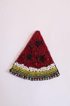 Handcrafted Pear Applique Patch: Beaded Zardozi Embroidery