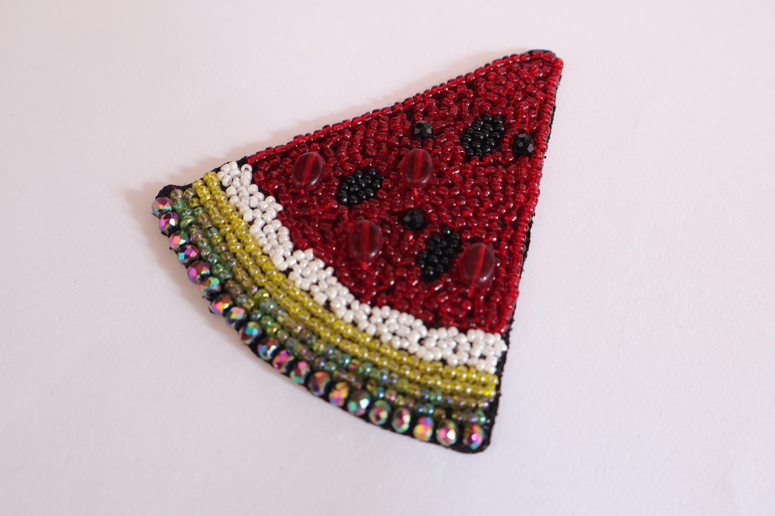 Handcrafted Pear Applique Patch: Beaded Zardozi Embroidery